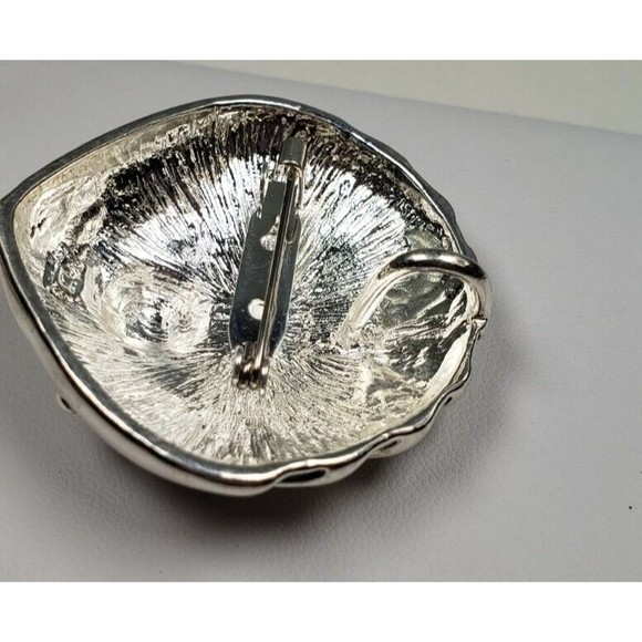 MJ Signed Vintage Starfish Shell Brooch Pendant Pin Silver Domed Beach Sea Clam - Picture 8 of 10